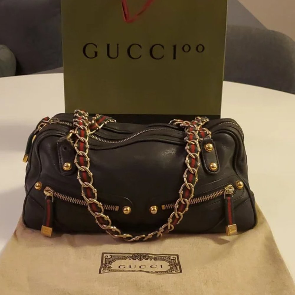 Gucci Calf Leather Capri Chain Zip Shoulder Bag